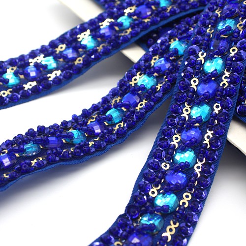 BLUE TURQUOISE RHINESTONE TRIM - sarahi.NYC