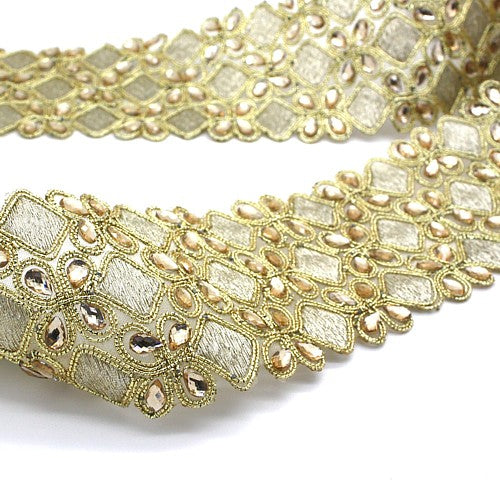 GOLD RHINESTONE FABRIC TRIM - sarahi.NYC