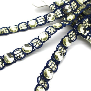 BLUE WHITE RHINESTONE TRIM - sarahi.NYC