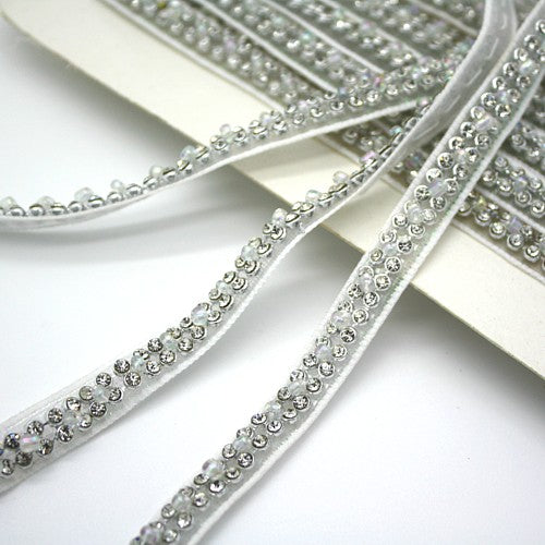 WHITE FAUX CRYSTAL  TRIM - sarahi.NYC