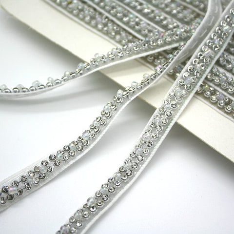 WHITE FAUX CRYSTAL  TRIM - sarahi.NYC