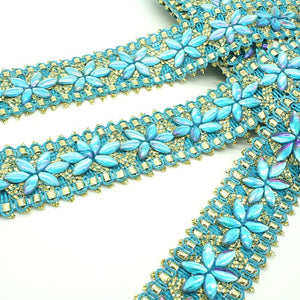 TURQUOISE GOLD RHINESTONE TRIM - sarahi.NYC