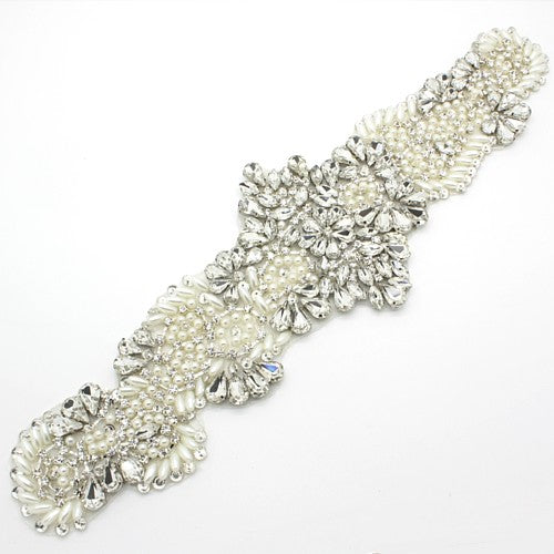 CRYSTAL PEARL  BRIDAL APPLIQUE - sarahi.NYC