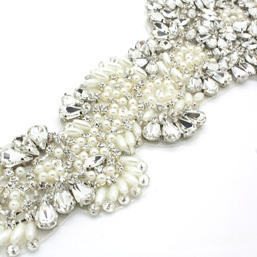 CRYSTAL PEARL  BRIDAL APPLIQUE - sarahi.NYC