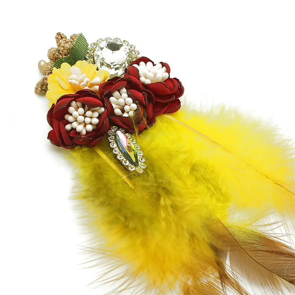 Yellow Feather Stone Applique - Sarahi.nyc Appliques & Motifs