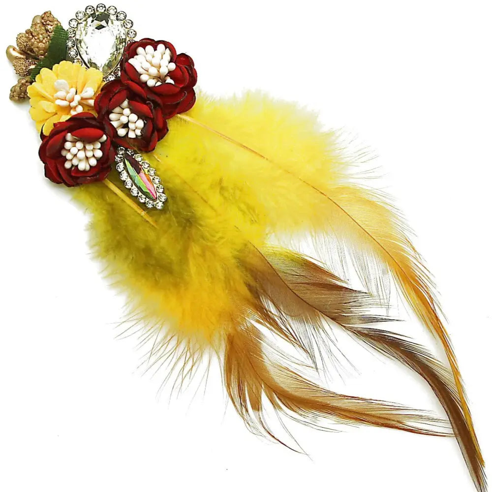 Yellow Feather Stone Applique - Sarahi.nyc Appliques & Motifs