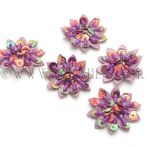 5 X LILAC METALLIC FLOWER MOTIFS - SARAHI.NYC - Sarahi.NYC