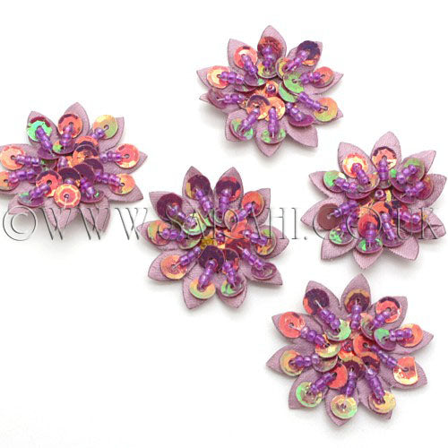 5 X LILAC METALLIC FLOWER MOTIFS - SARAHI.NYC - Sarahi.NYC