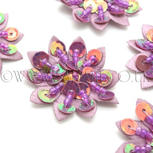 5 X LILAC METALLIC FLOWER MOTIFS - SARAHI.NYC - Sarahi.NYC