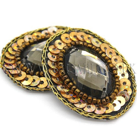 GUNMETAL GOLD OVAL  MOTIF - sarahi.NYC - Sarahi.NYC