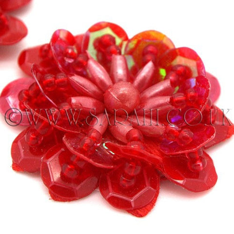 RED SEQUIN FLOWER  MOTIFS - Pack of 5 - sarahi.NYC - Sarahi.NYC