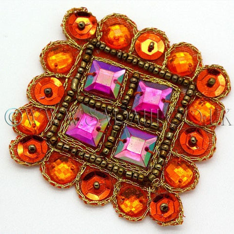 PINK ORANGE RHINESTONE MOTIF - sarahi.NYC - Sarahi.NYC