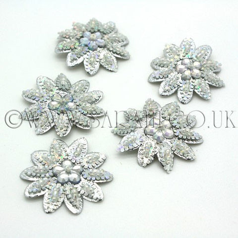 5 X SILVER FLOWER MOTIFS - SARAHI.NYC - Sarahi.NYC