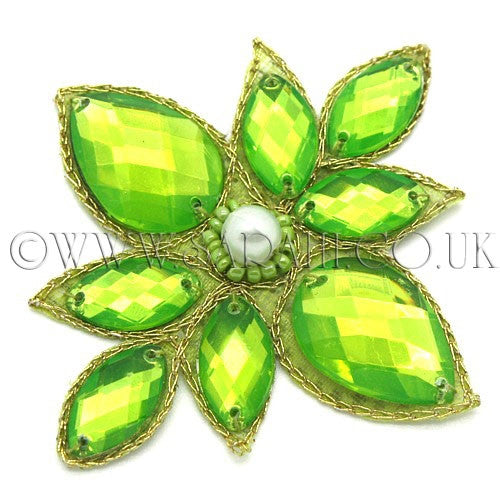 LIME GREEN RHINESTONE FLORAL MOTIF  - sarahi.NYC - Sarahi.NYC