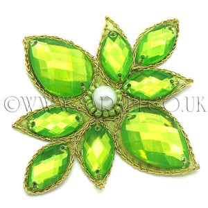 LIME GREEN RHINESTONE FLORAL MOTIF  - sarahi.NYC - Sarahi.NYC
