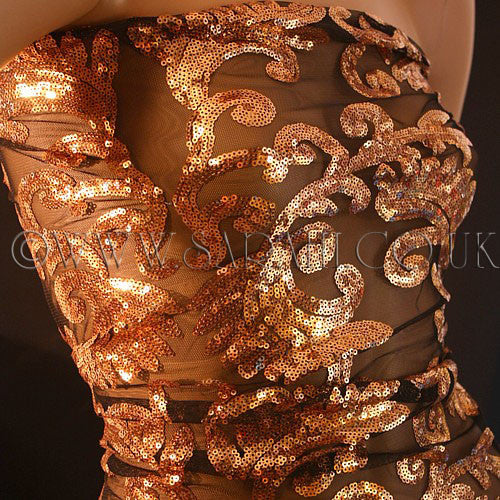 BRONZE SEQUIN NET FABRIC - sarahi.NYC - Sarahi.NYC