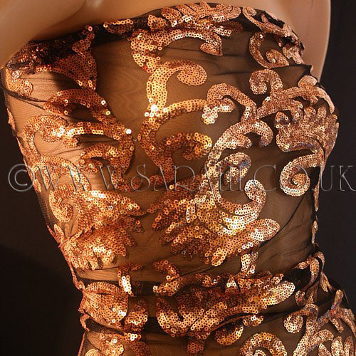 BRONZE SEQUIN NET FABRIC - sarahi.NYC - Sarahi.NYC