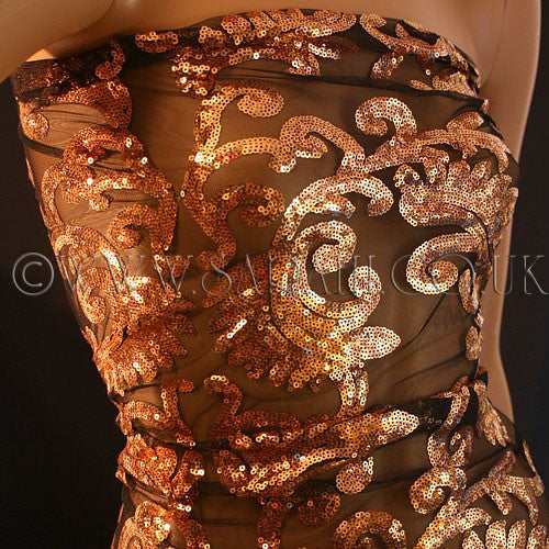 BRONZE SEQUIN NET FABRIC - sarahi.NYC - Sarahi.NYC