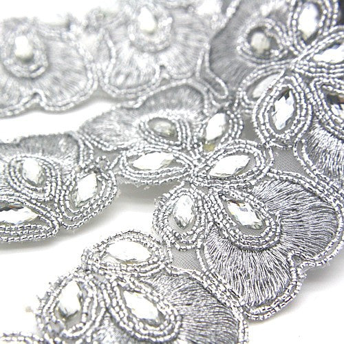 SILVER RHINESTONE FABRIC TRIM - sarahi.NYC - Sarahi.NYC