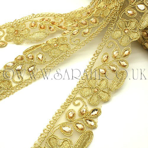 GOLD FLORAL RHINESTONE TRIM - sarahi.NYC - Sarahi.NYC