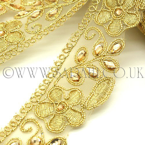 GOLD FLORAL RHINESTONE TRIM - sarahi.NYC - Sarahi.NYC