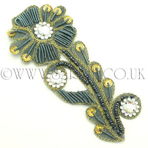 ICE BLUE GOLD  FLORAL GEM MOTIF - sarahi.NYC - Sarahi.NYC