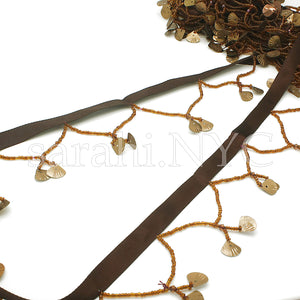 BROWN SHELL BEADED FRINGE TRIM - sarahi.NYC - Sarahi.NYC