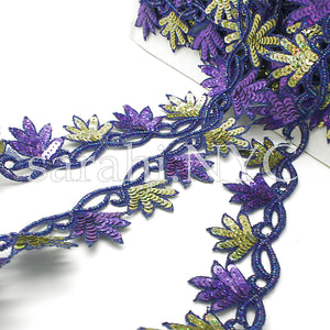 PURPLE GREEN EDGING SEQUIN BEADED TRIM - sarahi.NYC - Sarahi.NYC