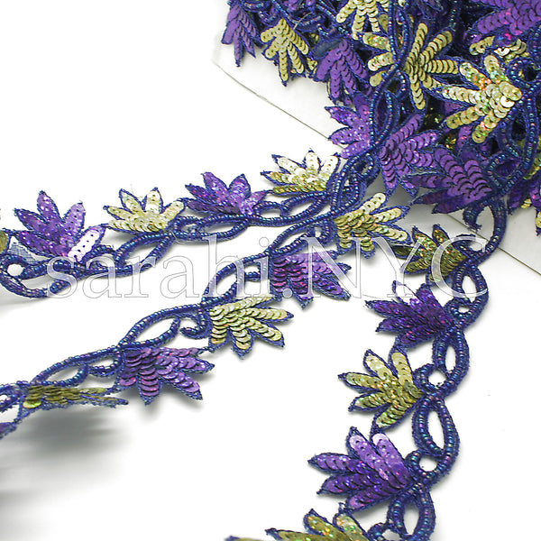 PURPLE GREEN EDGING SEQUIN BEADED TRIM - sarahi.NYC - Sarahi.NYC