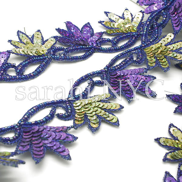 PURPLE GREEN EDGING SEQUIN BEADED TRIM - sarahi.NYC - Sarahi.NYC
