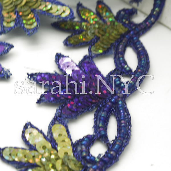 PURPLE GREEN EDGING SEQUIN BEADED TRIM - sarahi.NYC - Sarahi.NYC