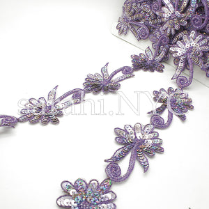 LILAC SEQUIN FLORAL BEADED TRIM - sarahi.NYC - Sarahi.NYC