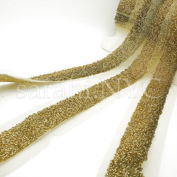 GOLD TWO TONE BUGLE NET BEADED TRIM - sarahi.NYC - Sarahi.NYC