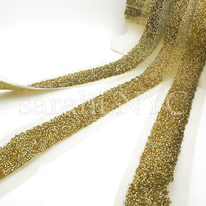 GOLD TWO TONE BUGLE NET BEADED TRIM - sarahi.NYC - Sarahi.NYC