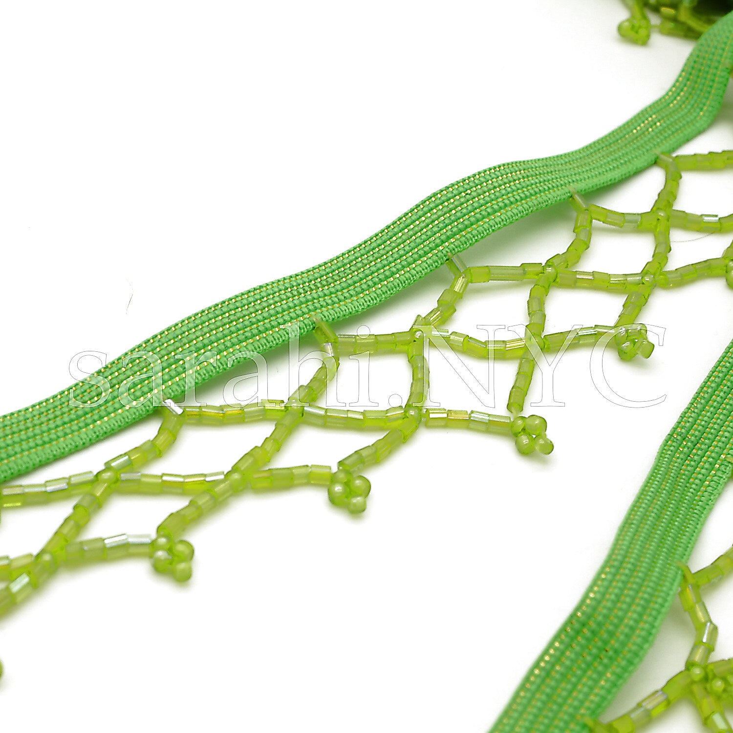 LIME GREEN BEADED FRINGE - sarahi.NYC - Sarahi.NYC