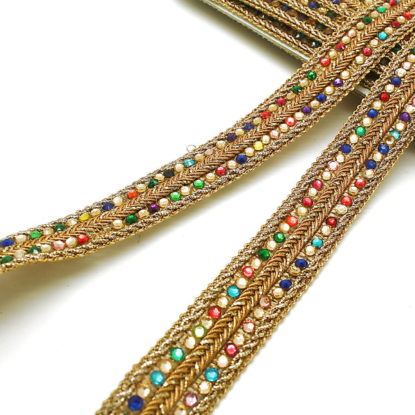 MULTICOLOR GOLD RHINESTONE TRIM - sarahi.NYC