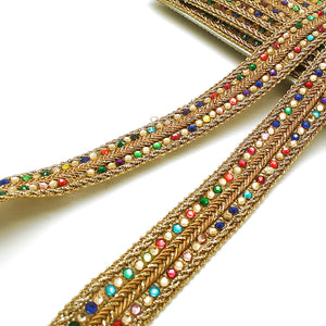 MULTICOLOR GOLD RHINESTONE TRIM - sarahi.NYC