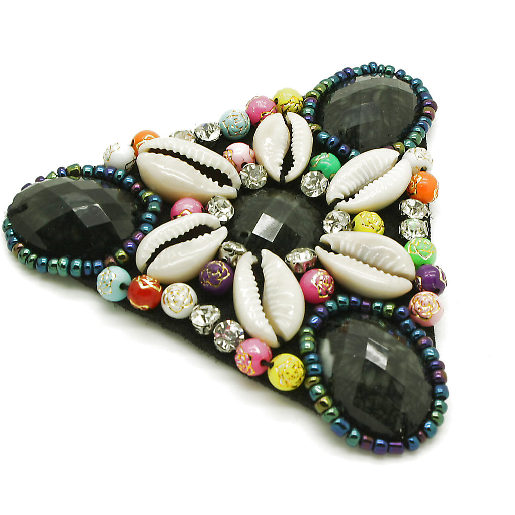 BLACK SHELL BEADED APPLIQUE - sarahi.NYC