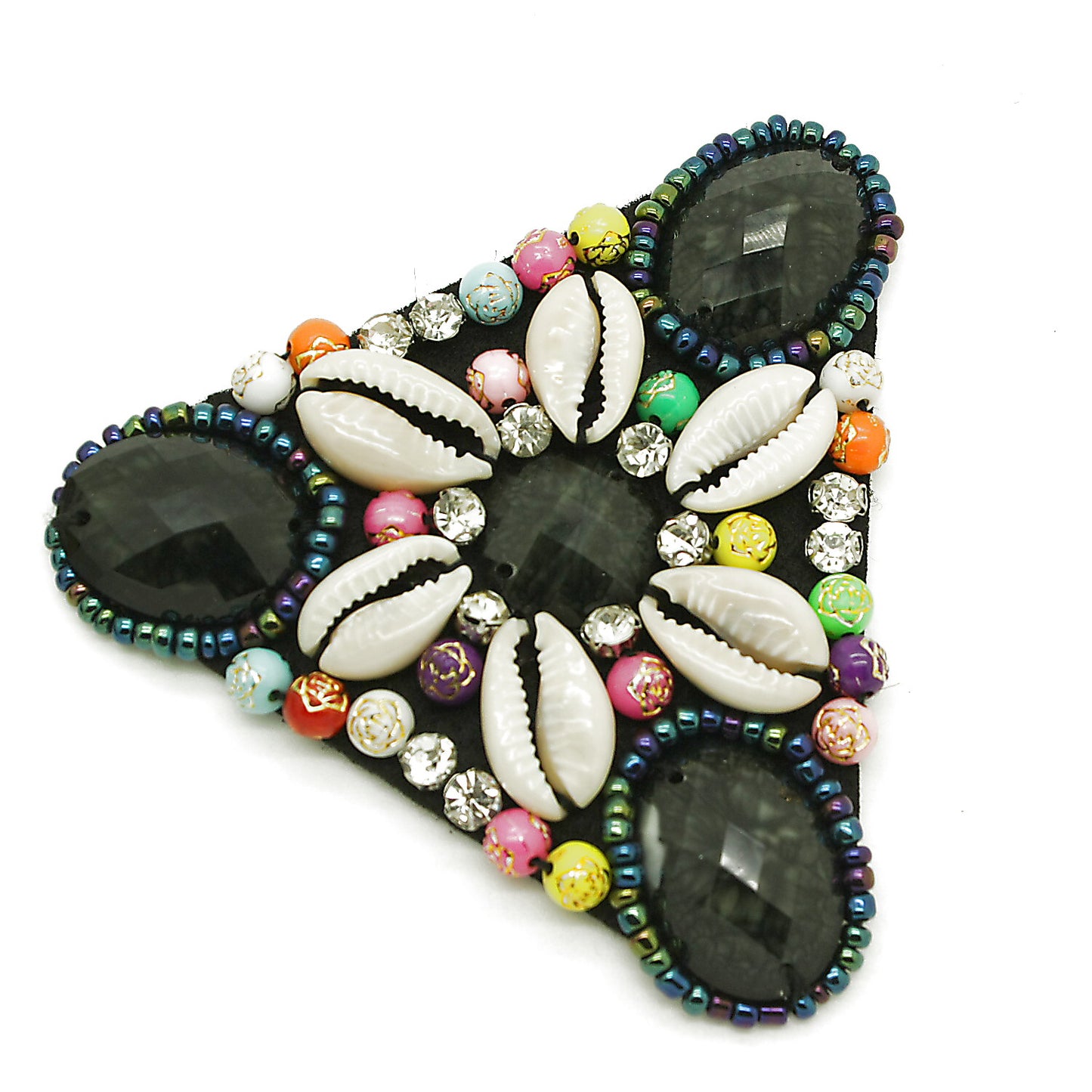 BLACK SHELL BEADED APPLIQUE - sarahi.NYC