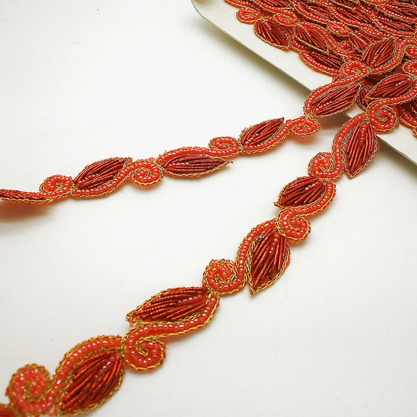 ORANGE PAISLEY BEADED TRIM - sarahi.NYC