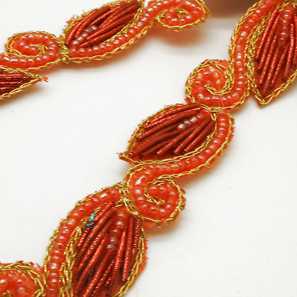 ORANGE PAISLEY BEADED TRIM - sarahi.NYC