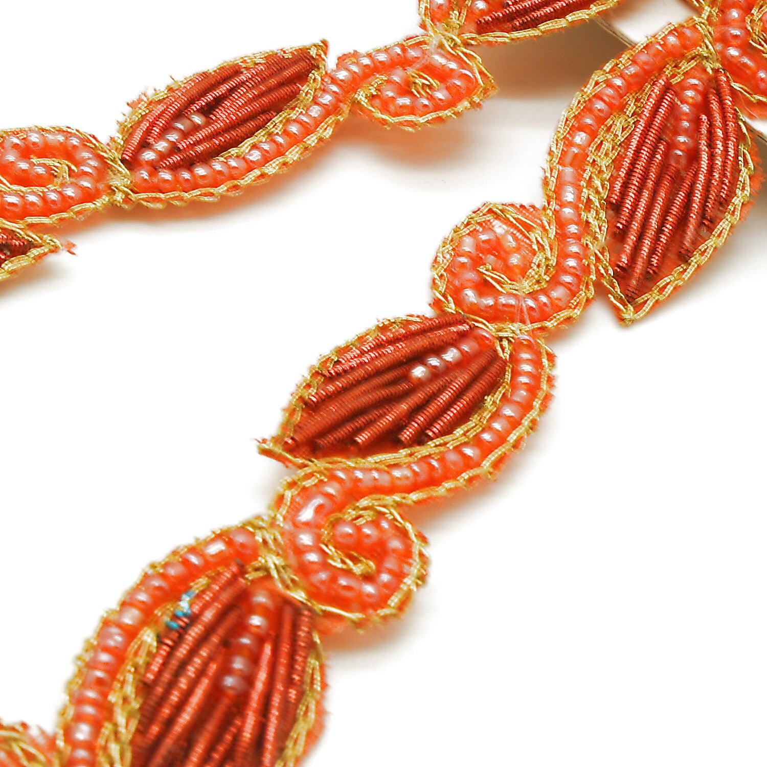 ORANGE PAISLEY BEADED TRIM - sarahi.NYC