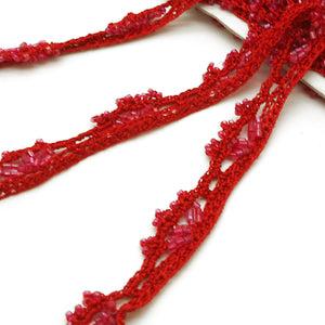 RED PINK BEADED CROCHET TRIM - sarahi.NYC