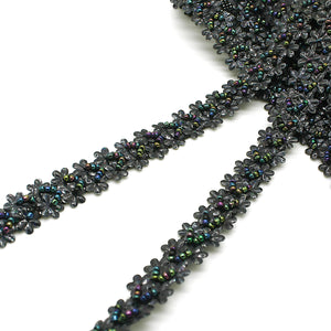 BLACK SEQUIN FLOWER TRIM - sarahi.NYC