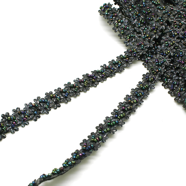 BLACK SEQUIN FLOWER TRIM - sarahi.NYC