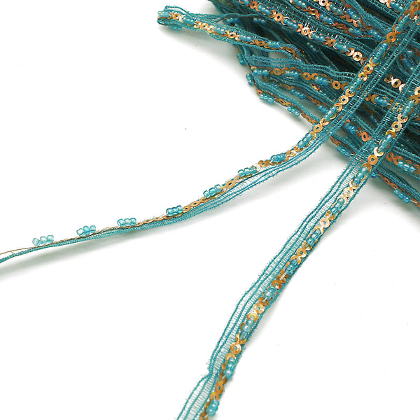 TURQUOISE GOLD BEADED TRIM - sarahi.NYC