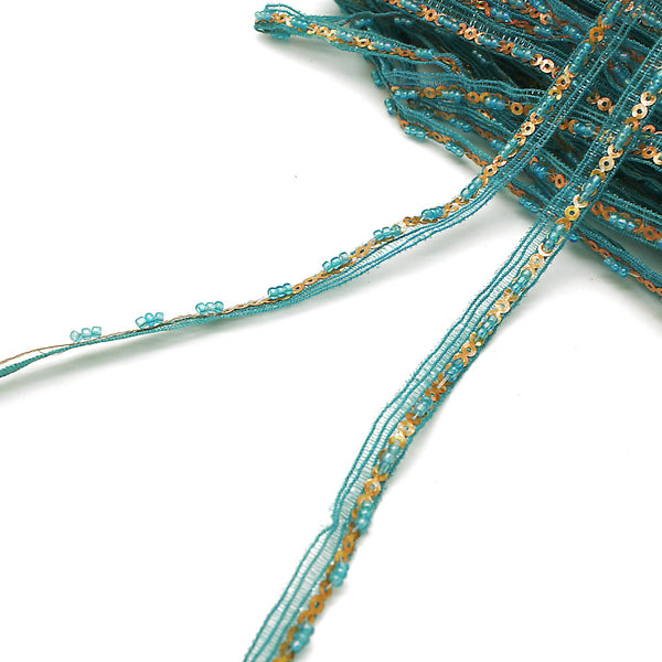 TURQUOISE GOLD BEADED TRIM - sarahi.NYC