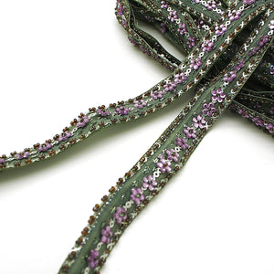 LILAC GRAY FLOWER BEADED TRIM - sarahi.NYC