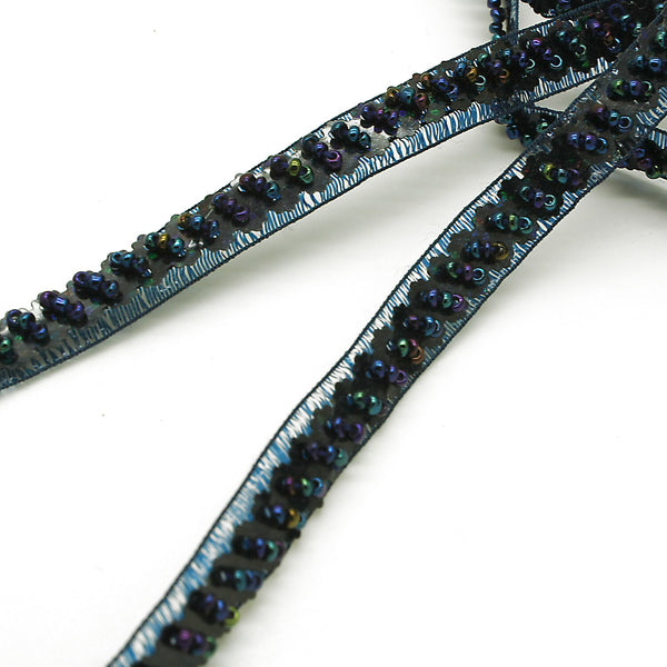 BLUE BEADED TRIM - sarahi.NYC