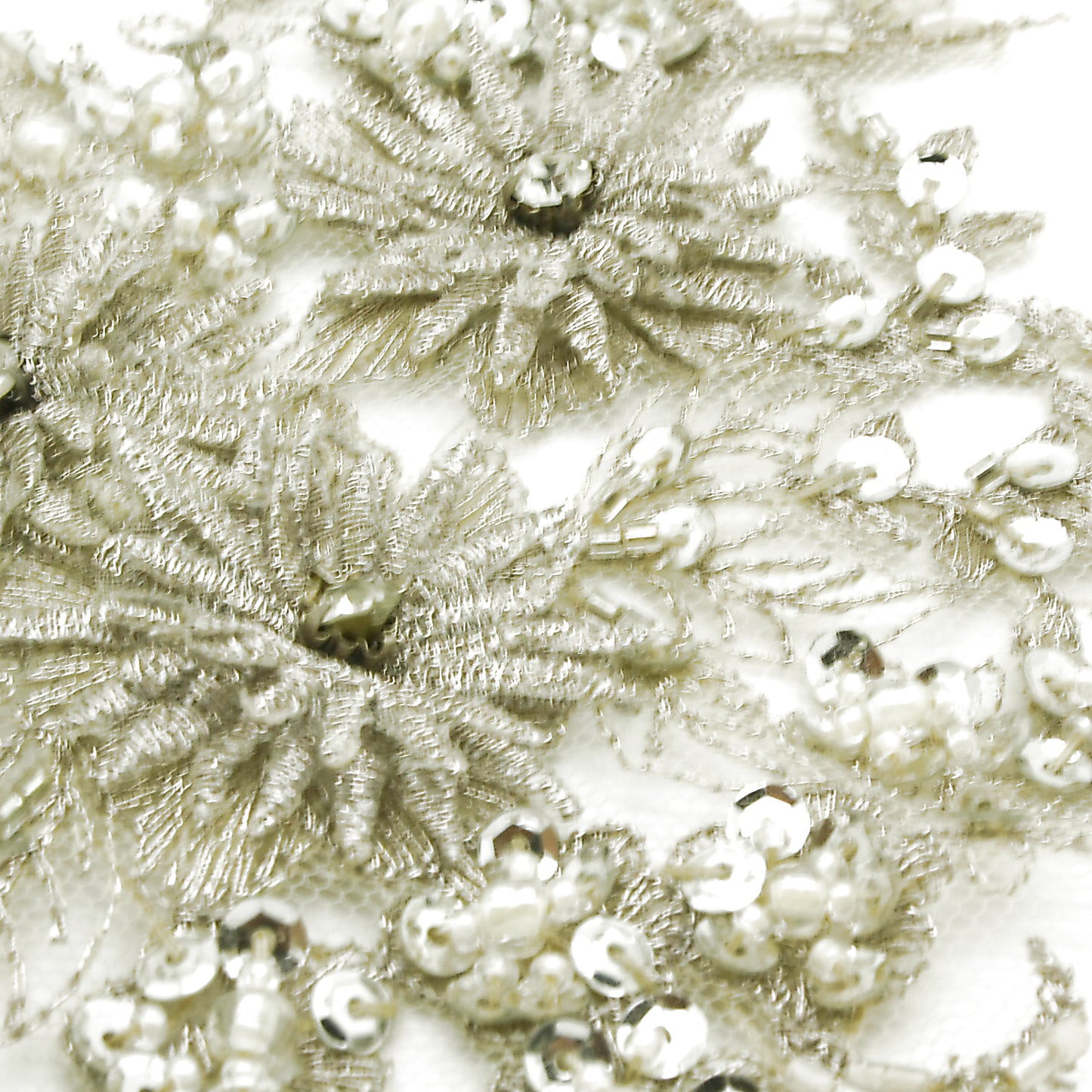 SILVER BEADED NET APPLIQUE PAIR - sarahi.NYC